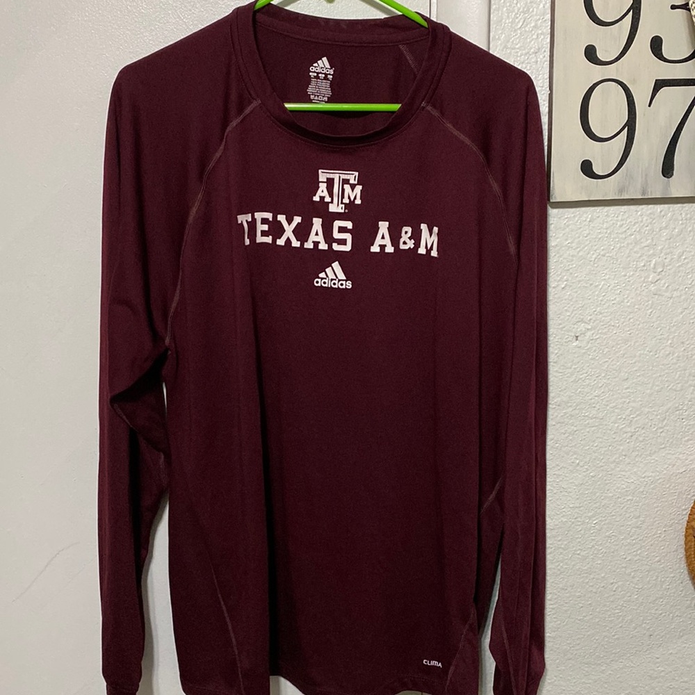 adidas Texas A&M Maroon Long Sleeve Tee